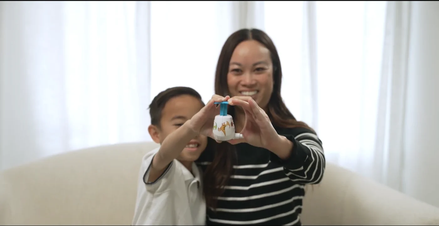 A TAP collection device decorated with children's stickers